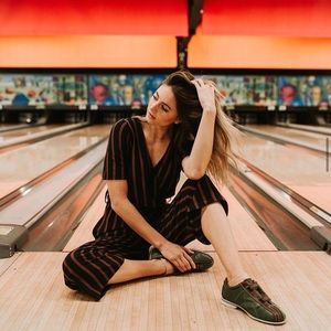 Piper and scoot red and blue jumpsuit M